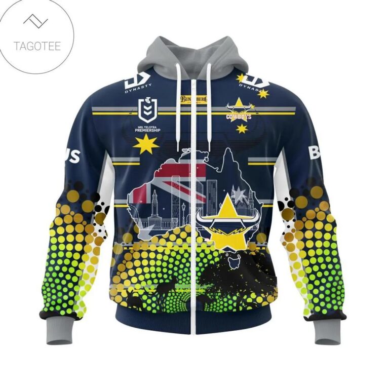 NRL North Queensland Cowboys Custom Name Number Special Edition Zip Up Hoodie