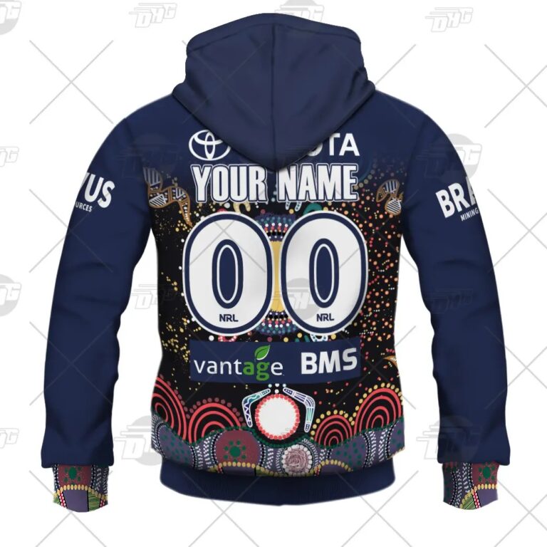 NRL North Queensland Cowboys Custom Name Number On Field Indigenous Jersey 2021 Zip Up Hoodie