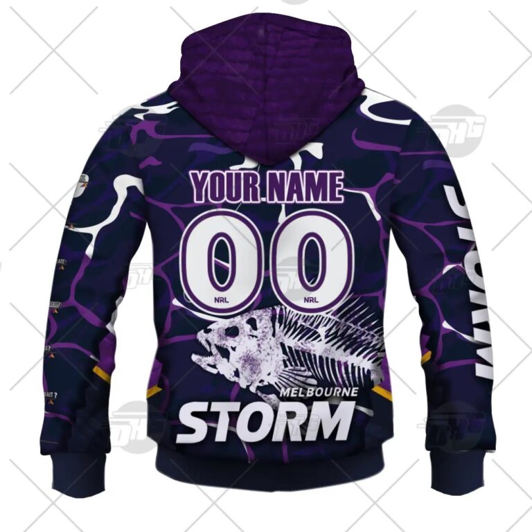 NRL Melbourne Storm Custom Name Number 2021 Fishing Zip Up Hoodie
