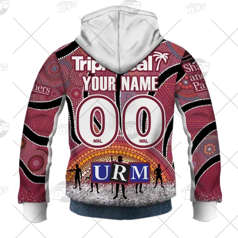 NRL Manly Warringah Sea Eagles Custom Name Number On Field Indigenous Jersey 2021 Zip Up Hoodie