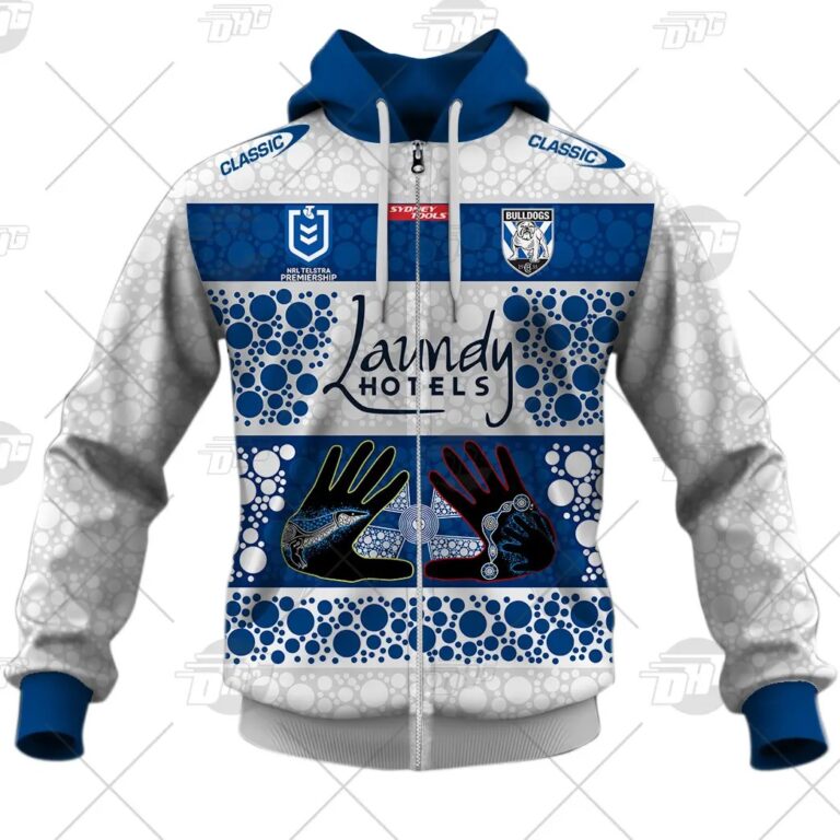 NRL Canterbury-Bankstown Bulldogs Custom Name Number On Field Indigenous Jersey 2021 Zip Up Hoodie