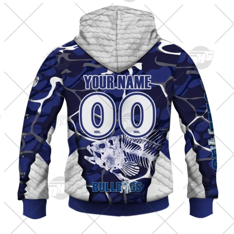 NRL Canterbury-Bankstown Bulldogs Custom Name Number 2021 Fishing Zip Up Hoodie