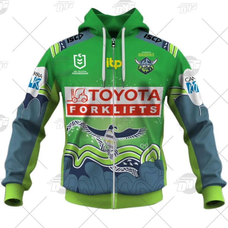 NRL Canberra Raiders Custom Name Number On Field Indigenous Jersey 2021 Zip Up Hoodie
