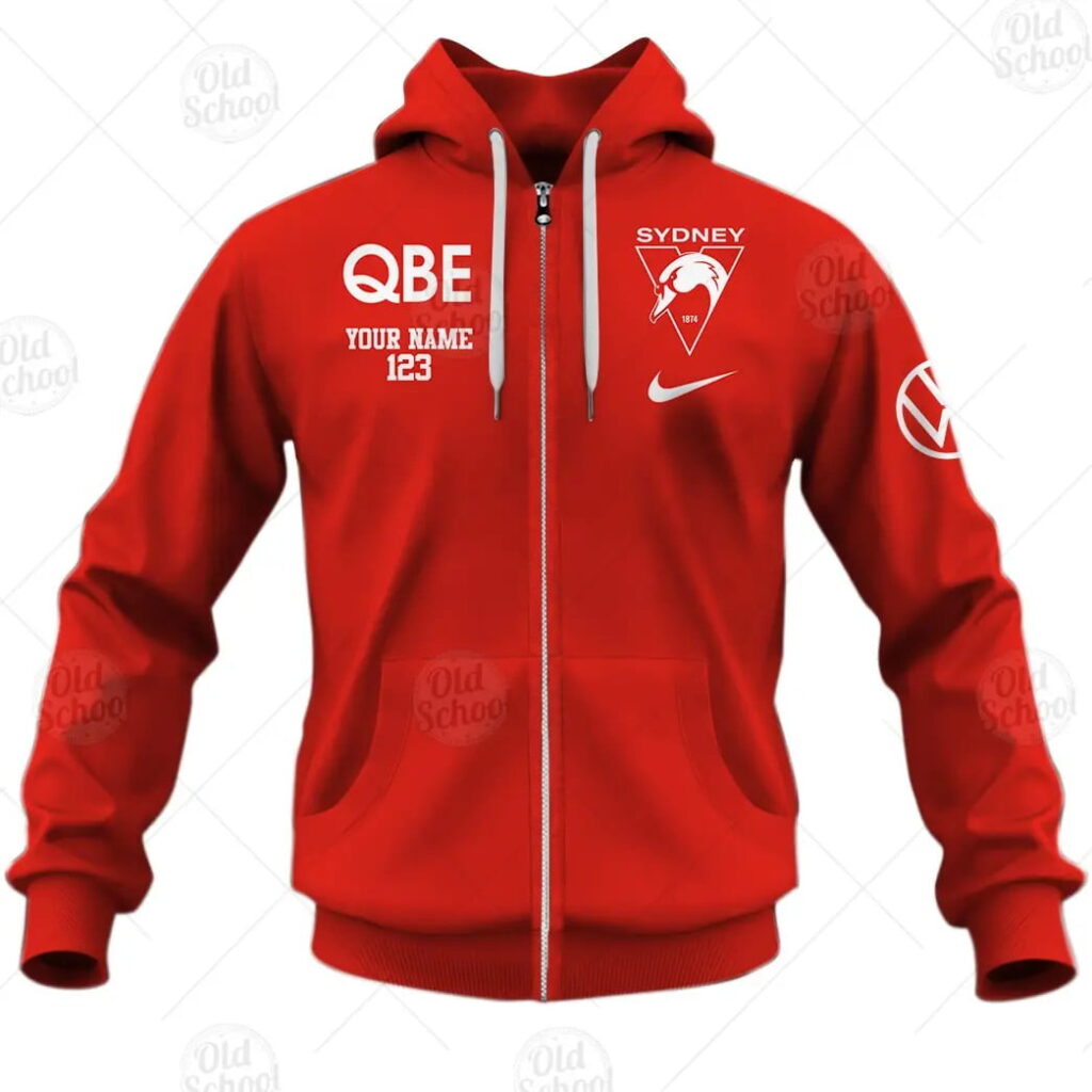 AFL Sydney Swans Custom Name Number 2021 Zip Up Hoodie