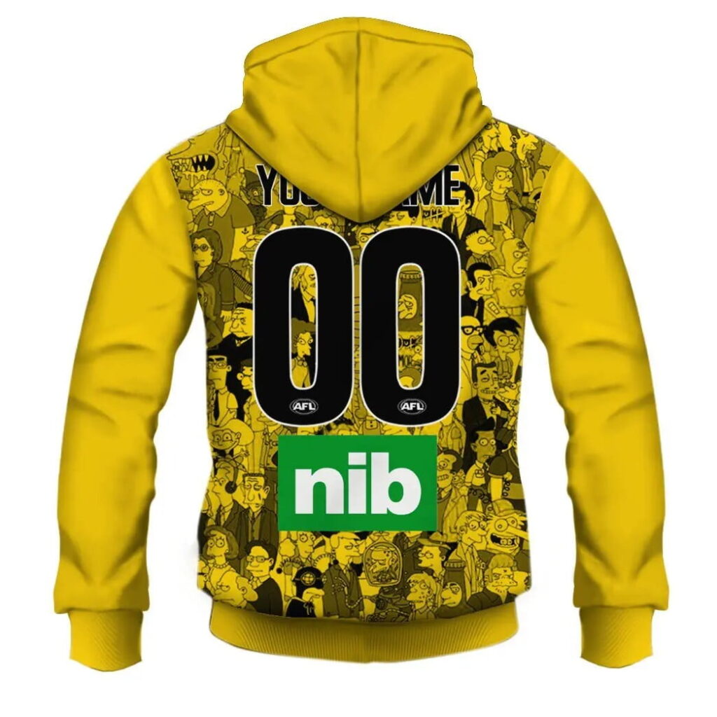 AFL Richmond Tigers Custom Name Number The Simpsons Zip Up Hoodie