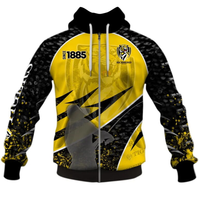 AFL Richmond Tigers Custom Name Number Fishing Zip Up Hoodie