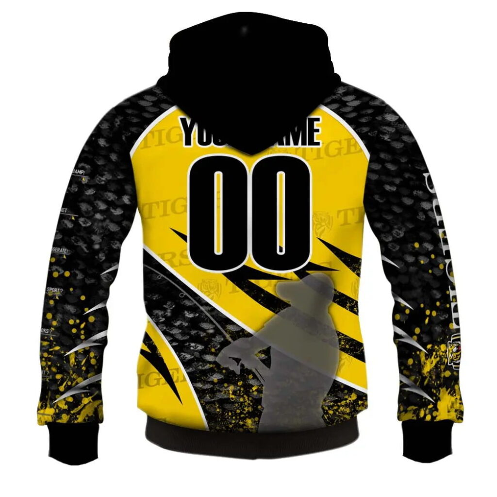 AFL Richmond Tigers Custom Name Number Fishing Zip Up Hoodie