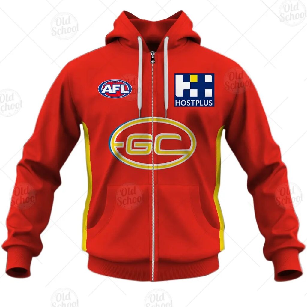 AFL Gold Coast Suns Custom Name Number 2021 Home Guernsey Zip Up Hoodie