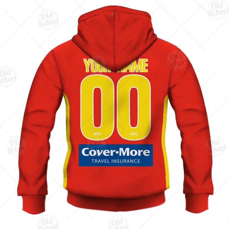 AFL Gold Coast Suns Custom Name Number 2021 Home Guernsey Zip Up Hoodie