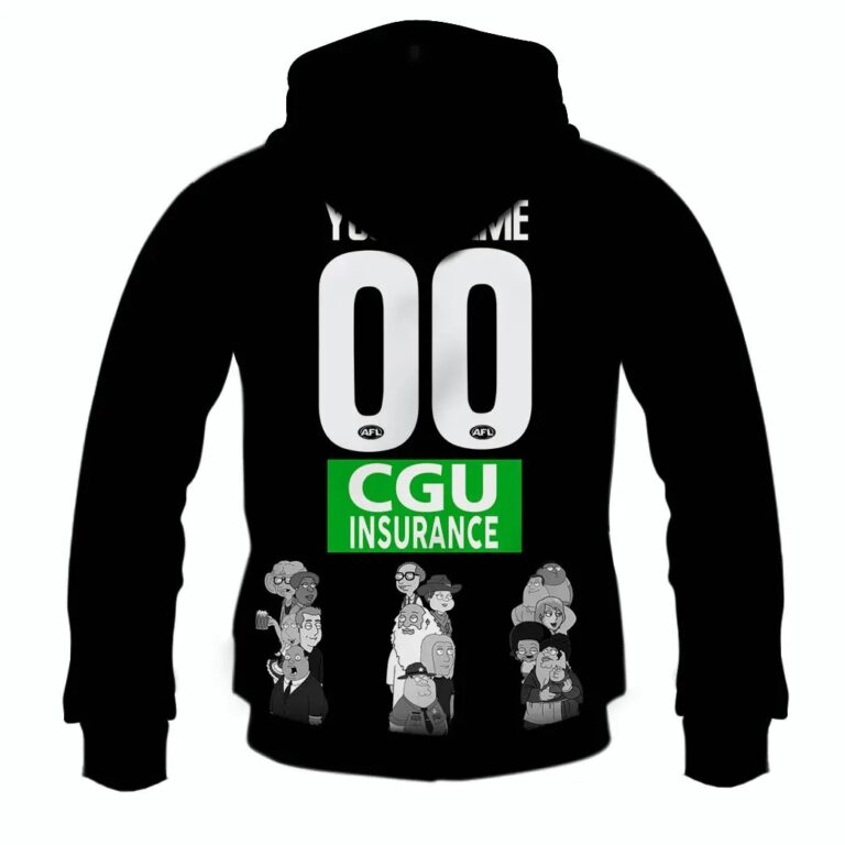 AFL Collingwood Magpies Custom Name Number Family Guy Zip Up Hoodie