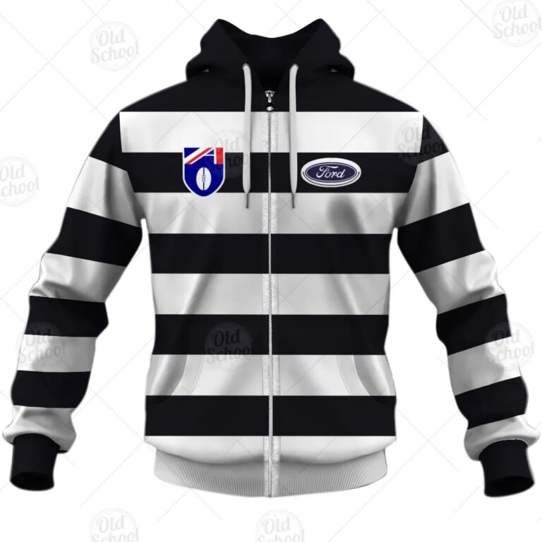 AFL Geelong Cats Custom Name Number Vintage Guernsey 1992 HERITAGE Zip Up Hoodie