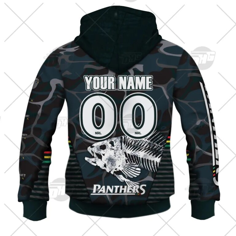 NRL Penrith Panthers Custom Name Number 2021 Fishing Zip Up Hoodie