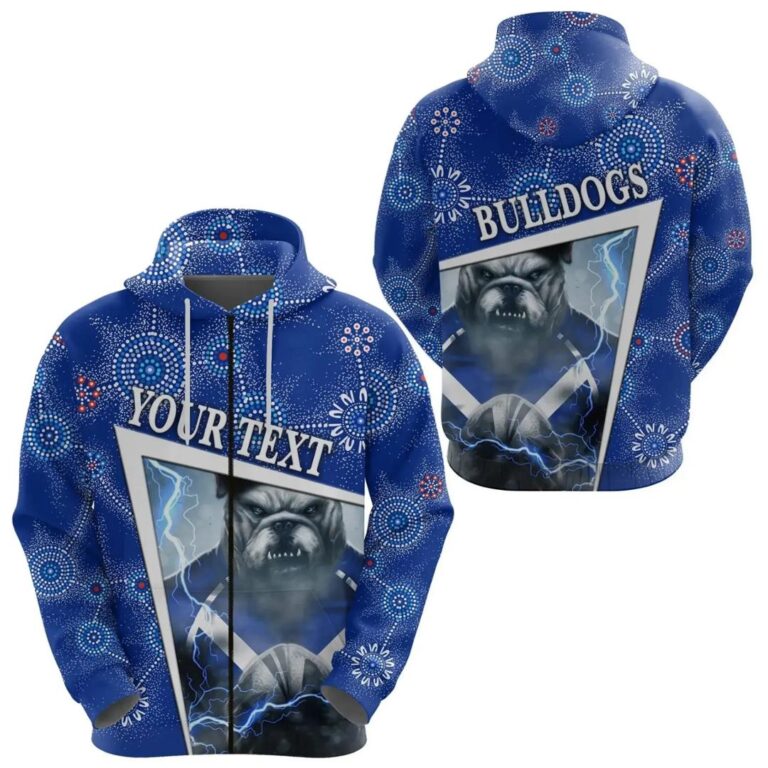 NRL Canterbury-Bankstown Bulldogs Custom Name Indigenous Limited Edition Zip Up Hoodie