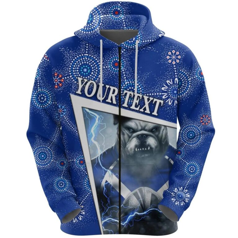 NRL Canterbury-Bankstown Bulldogs Custom Name Indigenous Limited Edition Zip Up Hoodie
