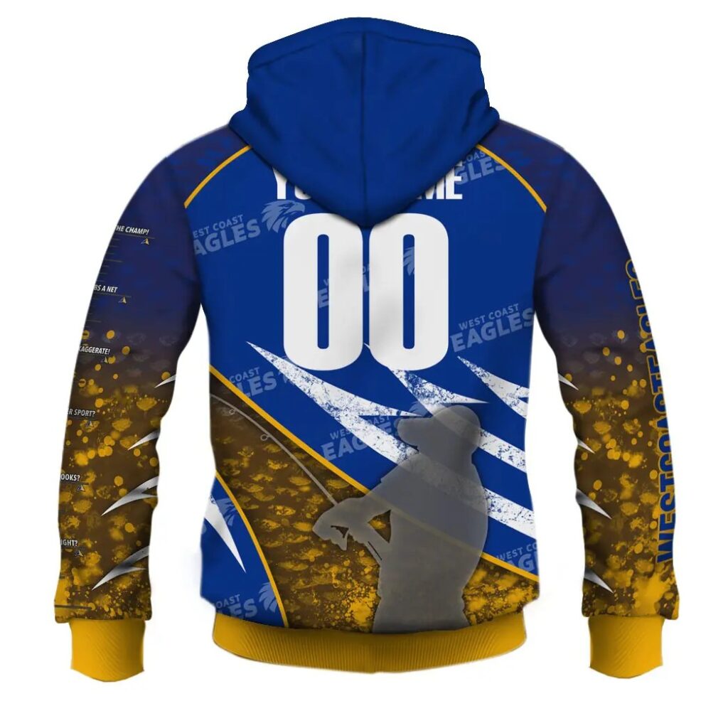 AFL West Coast Eagles Custom Name Number Fishing Shirts Zip Up Hoodie