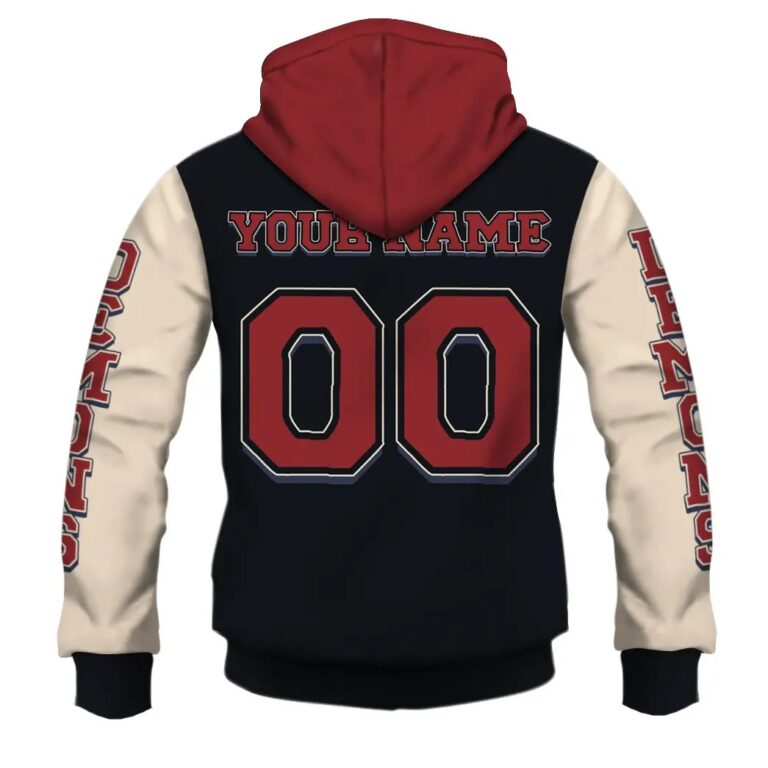 AFL Melbourne Demons Custom Name Number Vintage Retro Zip Up Hoodie