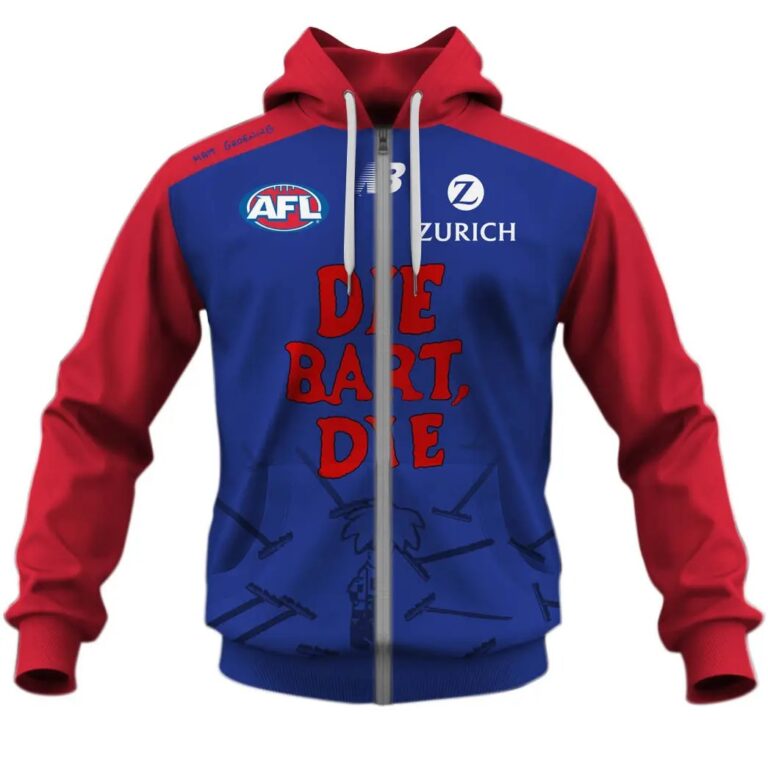 AFL Melbourne Demons Custom Name Number The Simpsons Zip Up Hoodie