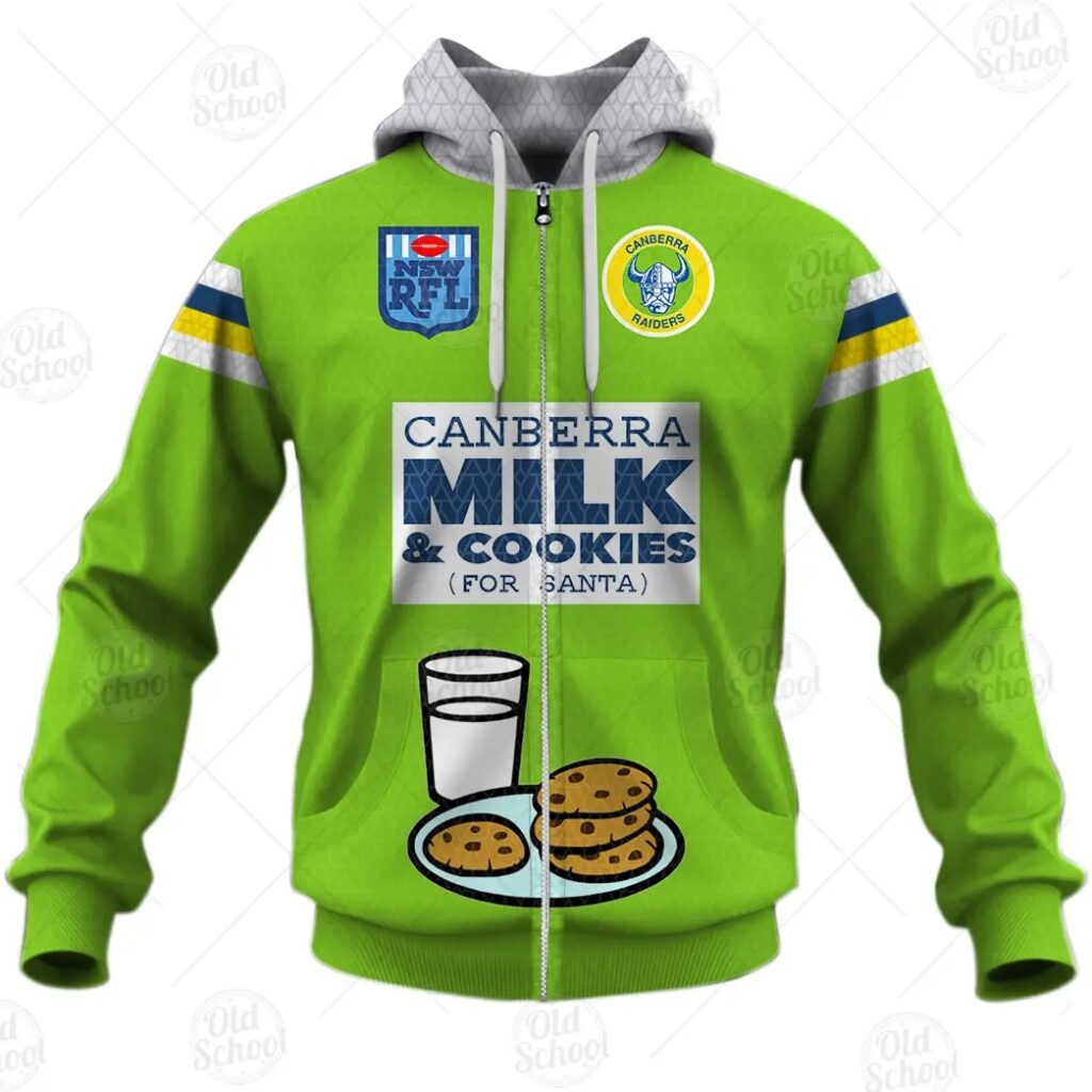 NRL Canberra Raiders Custom Name Number Christmas Knit Pattern Vintage Zip Up Hoodie