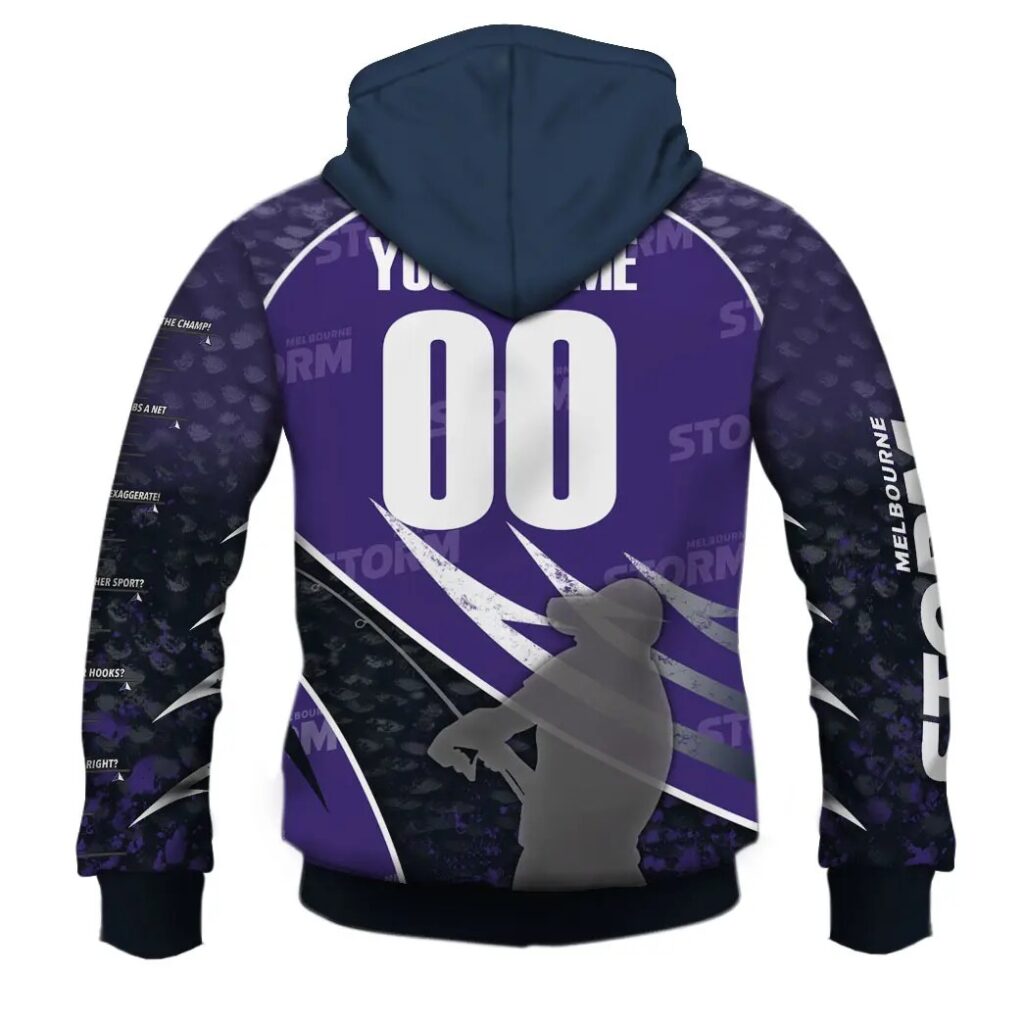 NRL Melbourne Storm Custom Name Number Fishing T59 Zip Up Hoodie