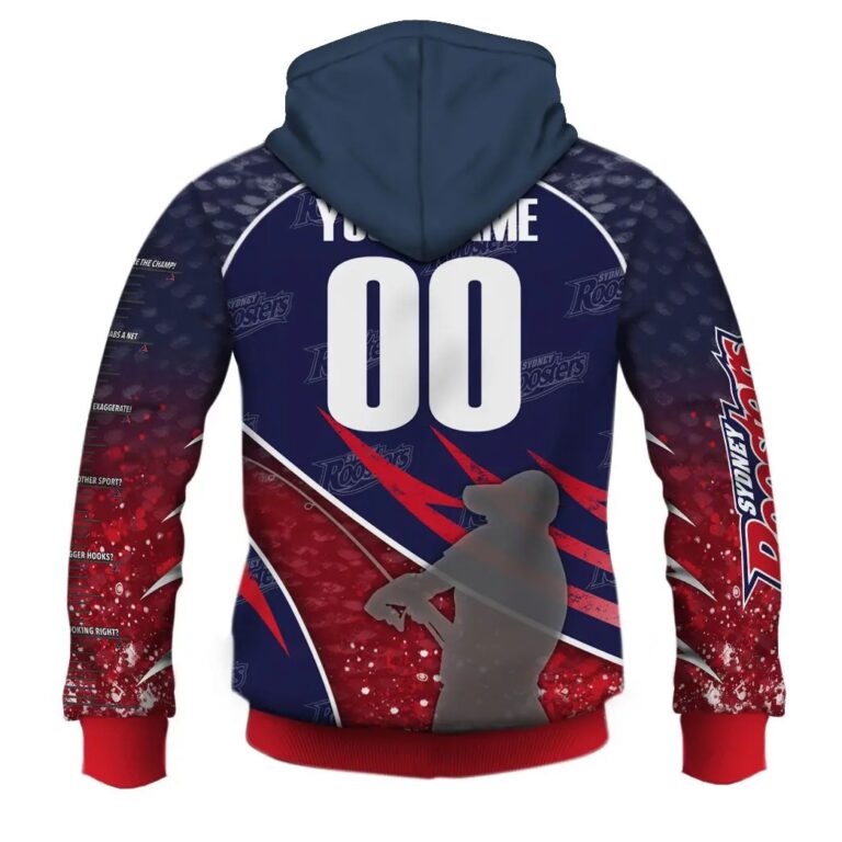 NRL Sydney Roosters Custom Name Number Fishing T59 Zip Up Hoodie