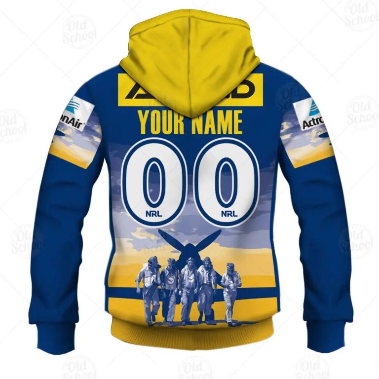 NRL Parramatta Eels Custom Name Number ANZAC Day Zip Up Hoodie