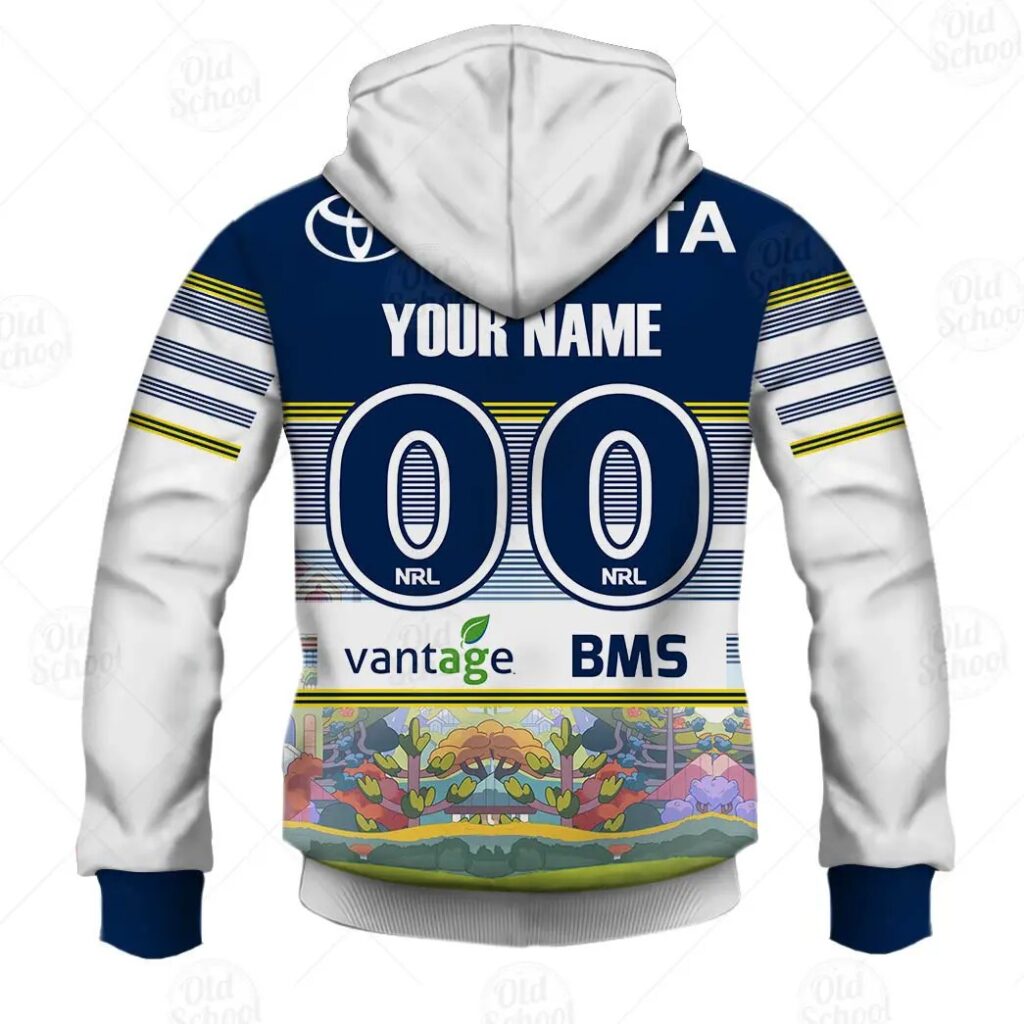NRL North Queensland Cowboys Custom Name Number x Bluey Zip Up Hoodie