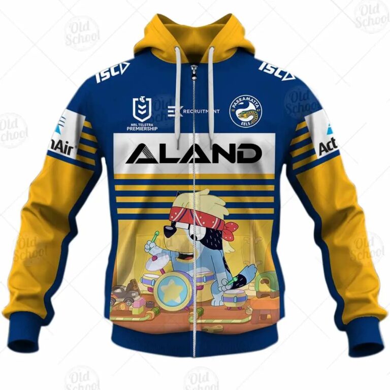 NRL Parramatta Eels Custom Name Number x Bluey Zip Up Hoodie