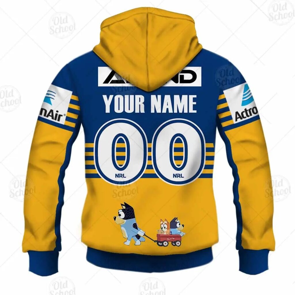 NRL Parramatta Eels Custom Name Number x Bluey Zip Up Hoodie