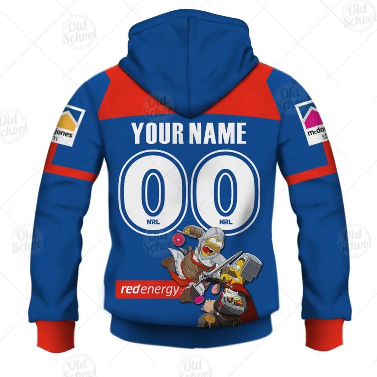 NRL Newcastle Knights Custom Name Number x The Simpsons 2020 Halloween Zip Up Hoodie