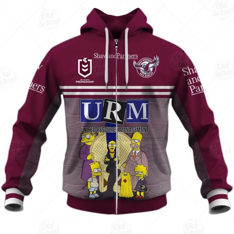 NRL Manly Warringah Sea Eagles Custom Name Number x The Simpsons Halloween 2020 Zip Up Hoodie