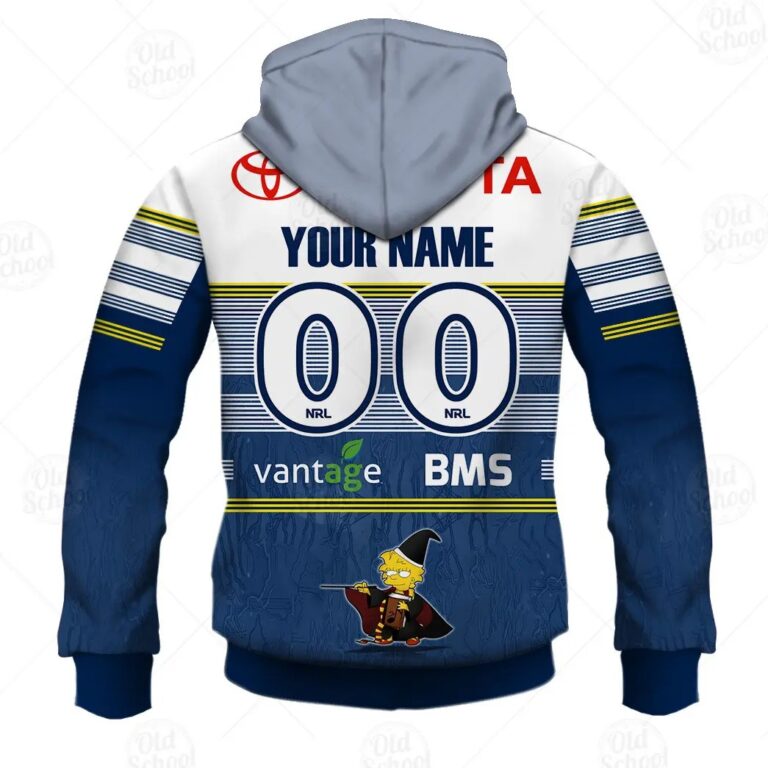 NRL North Queensland Cowboys Custom Name Number x The Simpsons Halloween 2020 Zip Up Hoodie