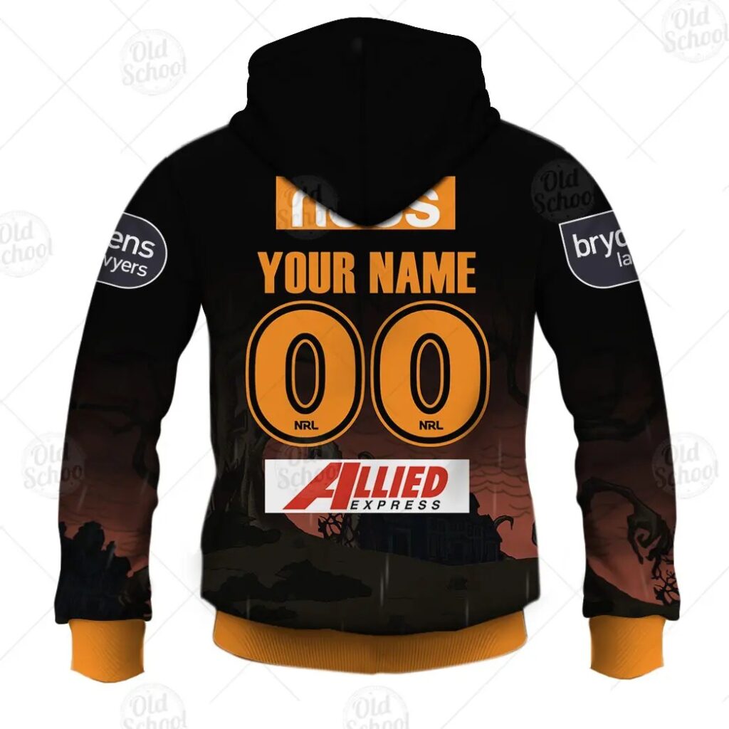 NRL Wests Tigers Custom Name Number x The Simpsons 2020 Halloween Zip Up Hoodie