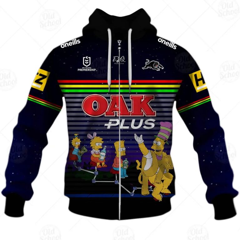 NRL Penrith Panthers Custom Name Number x The Simpsons 2020 Halloween Zip Up Hoodie