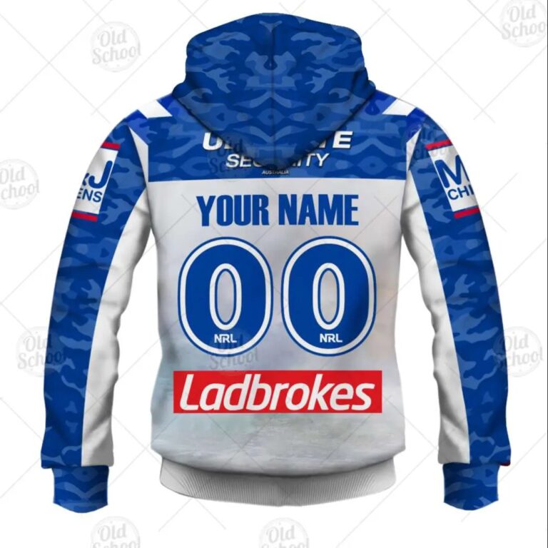 NRL Canterbury-Bankstown Bulldogs Custom Name Number ANZAC 2020 Zip Up Hoodie