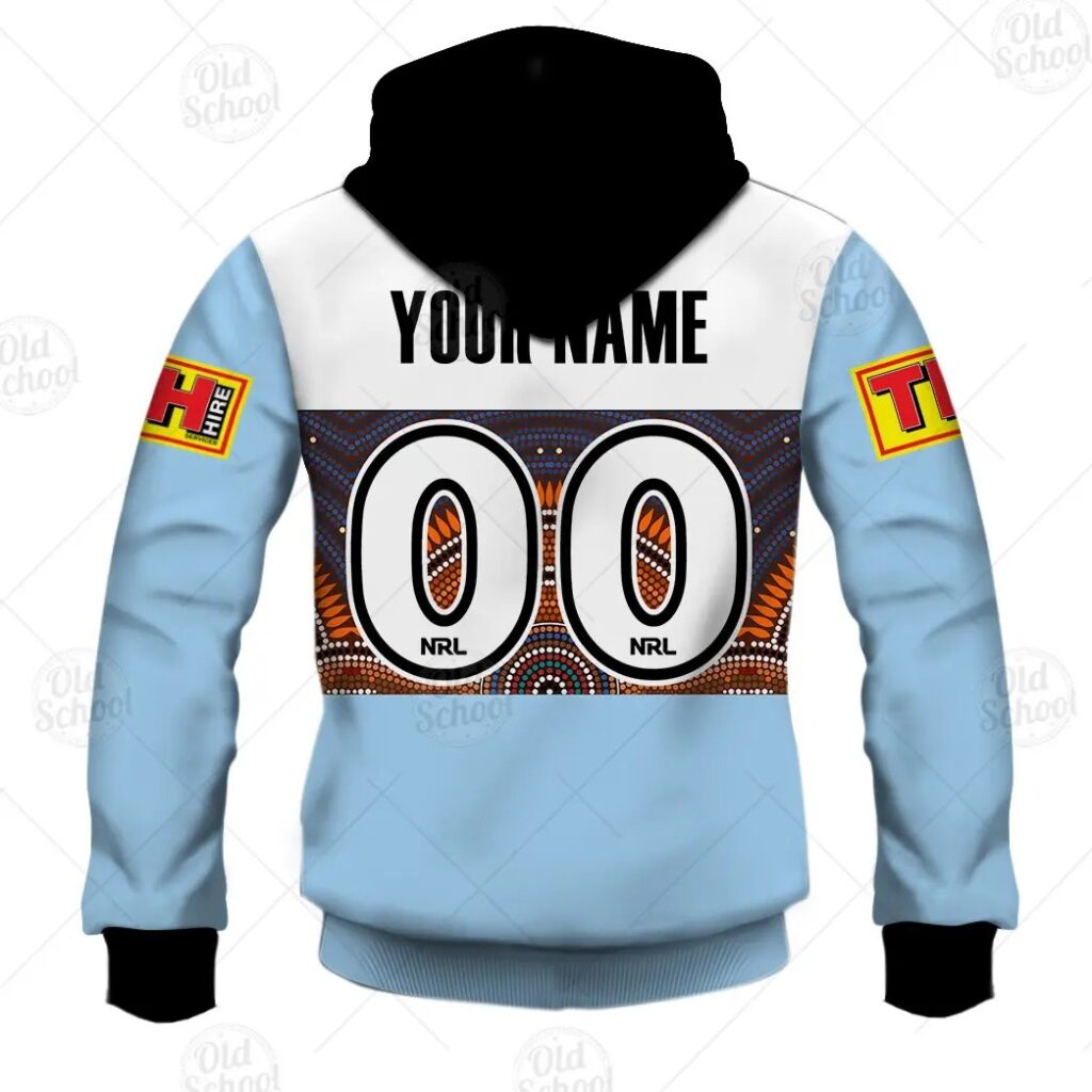 NRL Cronulla-Sutherland Sharks Custom Name Number ANZAC 2020 Zip Up Hoodie