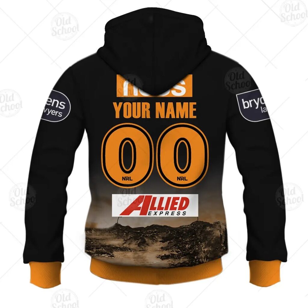 NRL Wests Tigers Custom Name Number ANZAC 2020 Zip Up Hoodie
