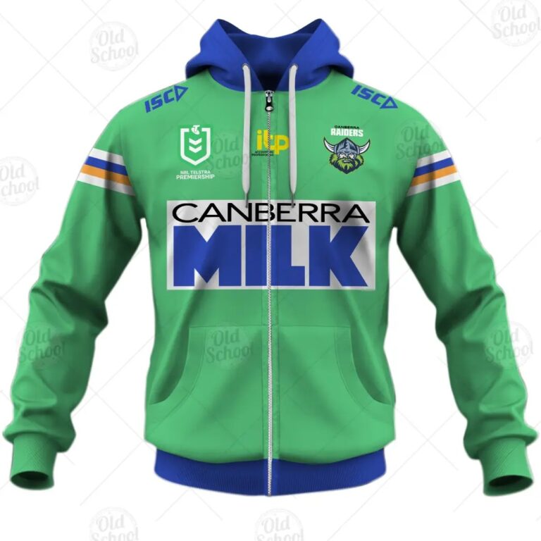 NRL Canberra Raiders Custom Name Number 2021 Heritage Zip Up Hoodie