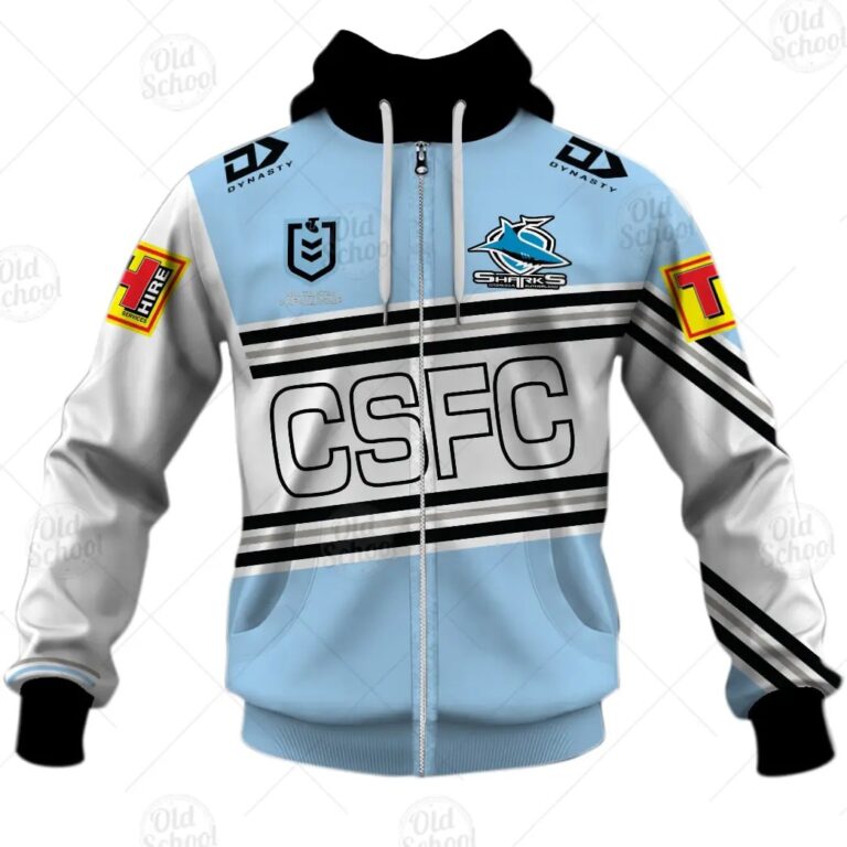 NRL Cronulla-Sutherland Sharks Custom Name Number 2021 Heritage Zip Up Hoodie