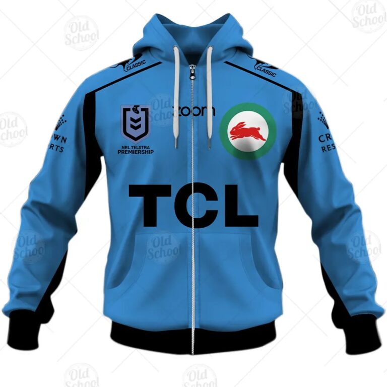 NRL South Sydney Rabbitohs Custom Name Number 2021 ANZAC RAAF Zip Up Hoodie