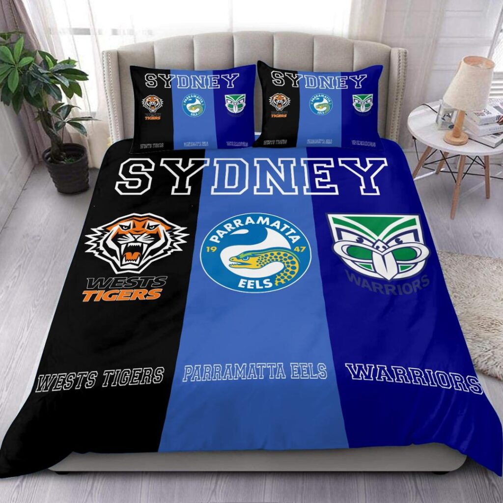 NRL AFL Custom Logo and Text Bedding Duvet Cover + 1|2 Pillow Cases