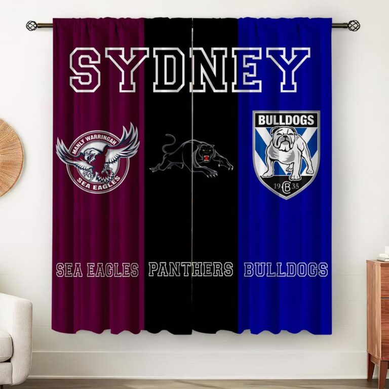 NRL AFL Custom Logo and Text Curtain