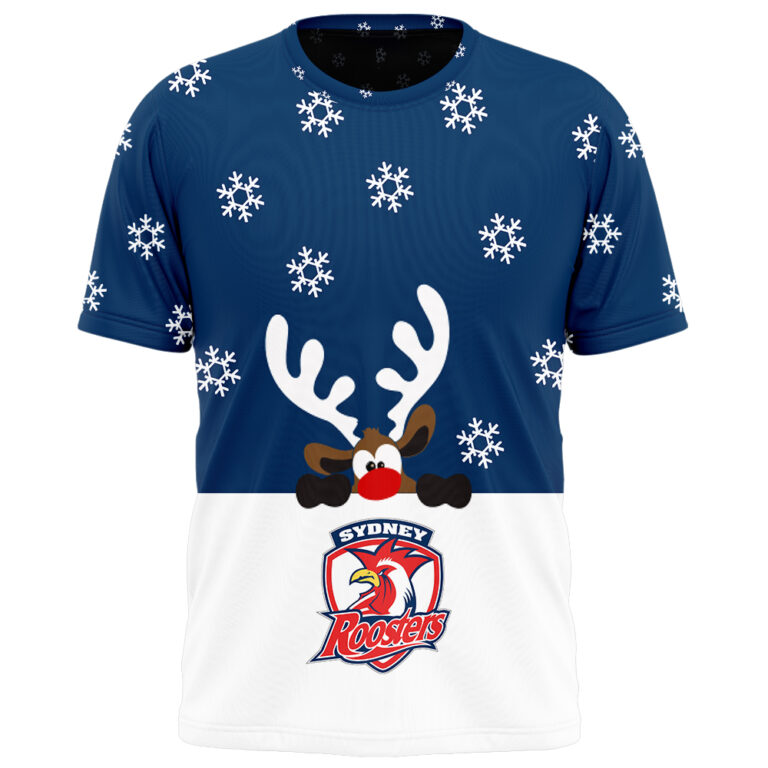 NRL Sydney Roosters Christmas | Custom Name & Number | Hoodie/Zip/T-Shirt/Knitted Sweaters/Polo