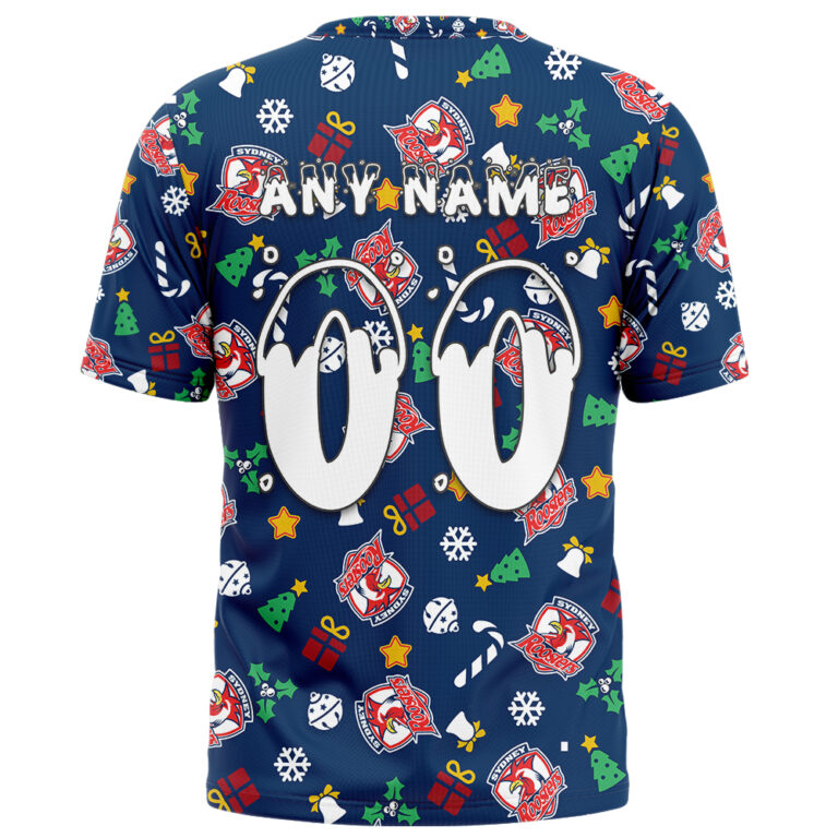 NRL Sydney Roosters Christmas | Custom Name & Number | Hoodie/Zip/T-Shirt/Knitted Sweaters/Polo