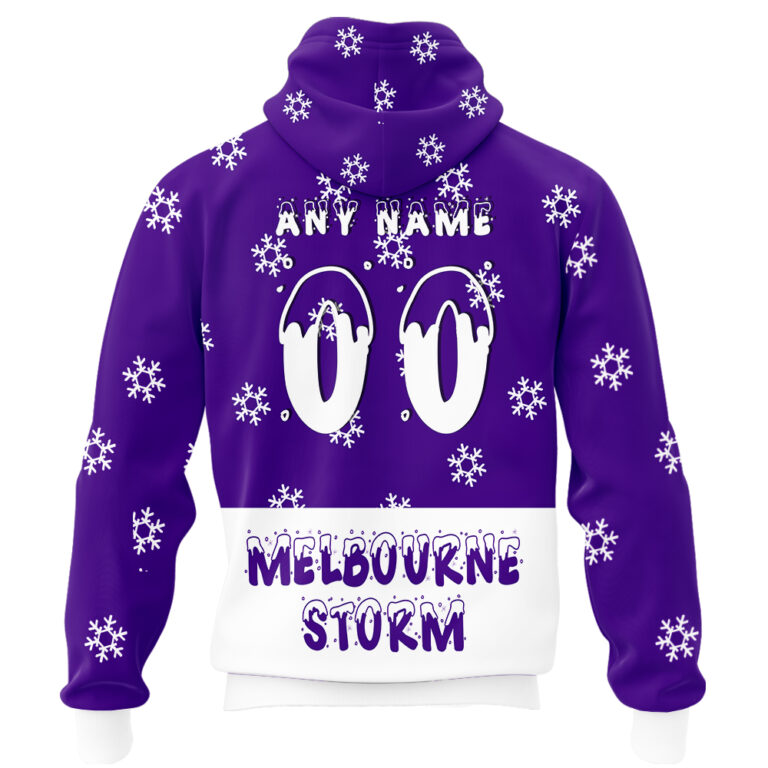 NRL Melbourne Storm Christmas | Custom Name & Number | Hoodie/Zip/T-Shirt/Knitted Sweaters/Polo