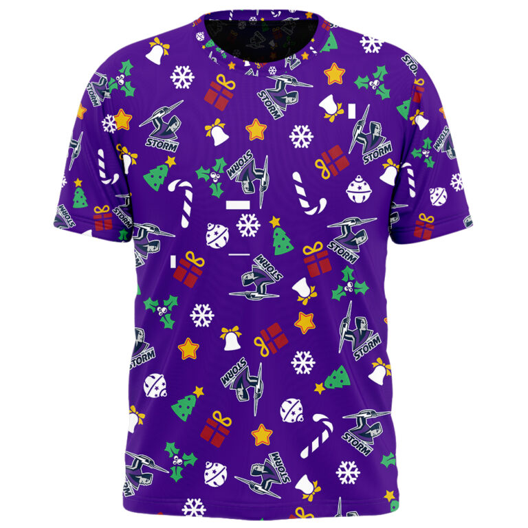 NRL Melbourne Storm Christmas | Custom Name & Number | Hoodie/Zip/T-Shirt/Knitted Sweaters/Polo