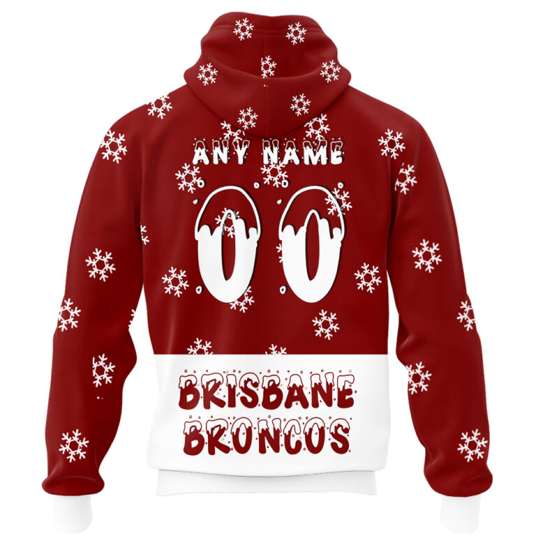 NRL Brisbane Broncos Christmas | Custom Name & Number | Hoodie/Zip/T-Shirt/Knitted Sweaters/Polo
