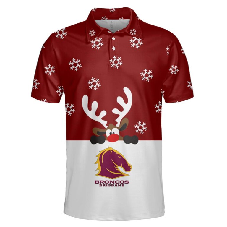 NRL Brisbane Broncos Christmas | Custom Name & Number | Hoodie/Zip/T-Shirt/Knitted Sweaters/Polo