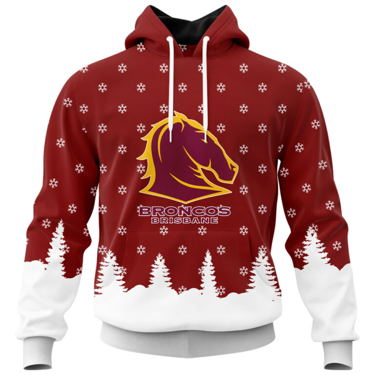 NRL Brisbane Broncos Christmas Kid Kid Hoodie/Zip/T-Shirt/Polo/Knitted Sweaters/Long Paint