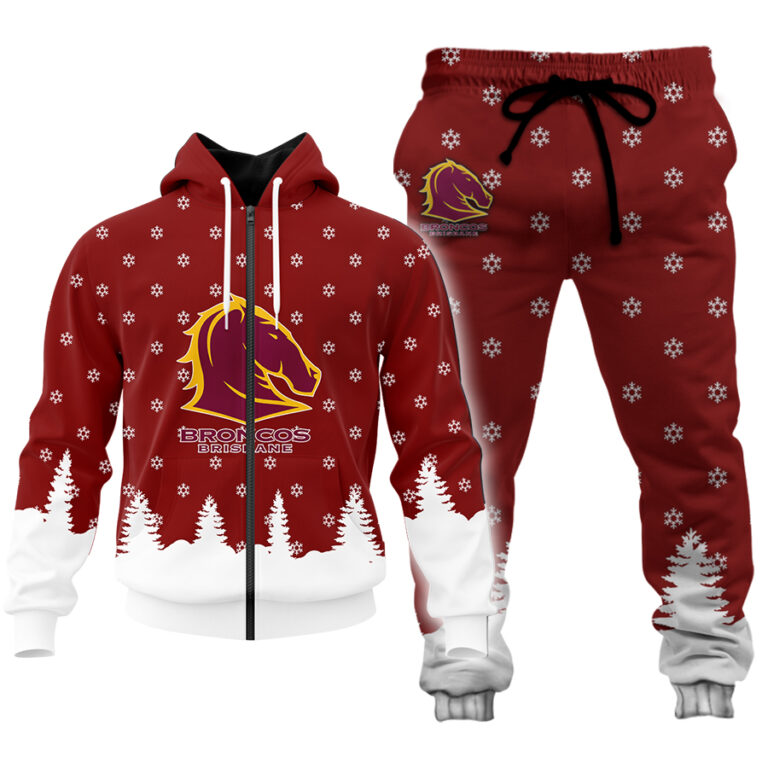 NRL Brisbane Broncos Christmas Kid Kid Hoodie/Zip/T-Shirt/Polo/Knitted Sweaters/Long Paint