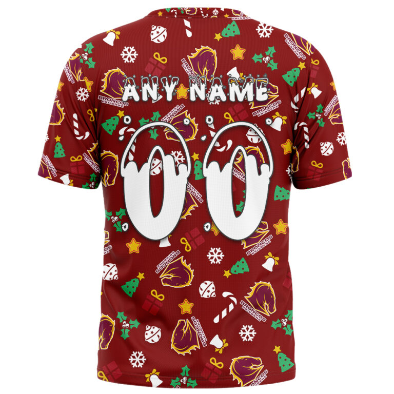 NRL Brisbane Broncos Christmas | Custom Name & Number | Hoodie/Zip/T-Shirt/Knitted Sweaters/Polo